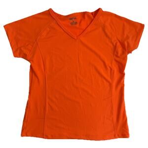 Joan Vass New York Womens Short Sleeve Performance Shirt Size Large Orange Golf